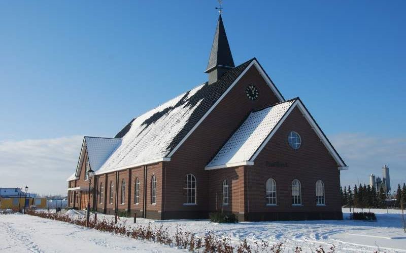 De hersteld hervormde gemeente van Barneveld en omstreken neemt woensdag een nieuw kerkgebouw in gebruik. De kerk is ontworpen door architect Huls uit Staphorst. Foto hhg Barneveld eo