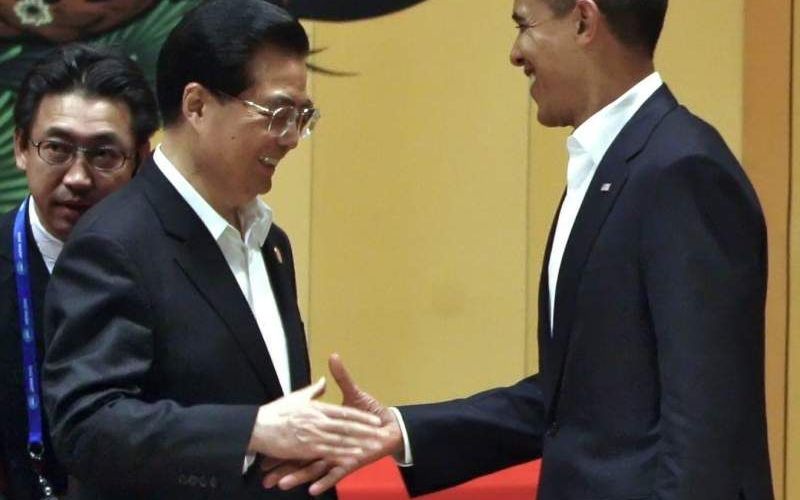 De Amerikaanse president Obama en zijn Chinese ambtgenoot Hu Jintao. Foto EPA