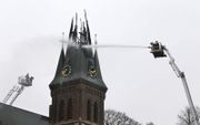 Brand in de rooms-katholieke kerk in Wijhe, afgelopen zaterdag. Foto ANP