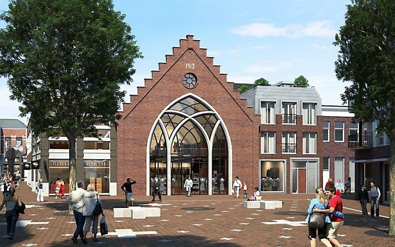 Artistieke impressie hoe de Pniëlkerk eruit zou kunnen gaan zien. beeld gemeenten Veenendaal