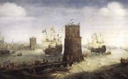 De slag om Damiate, schilderij van Cornelis Claesz. van Wieringen (1577-1633). beeld Wikimedia