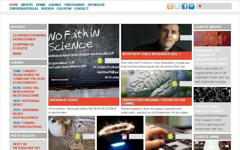 Een screenshot van de website Geloof & Wetenschap van ForumC. Foto RD