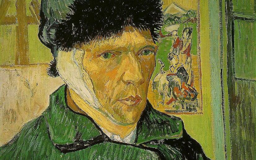 ”Zelfportret met verbonden oor", Vincent van Gogh (januari 1889) beeld Wikimedia