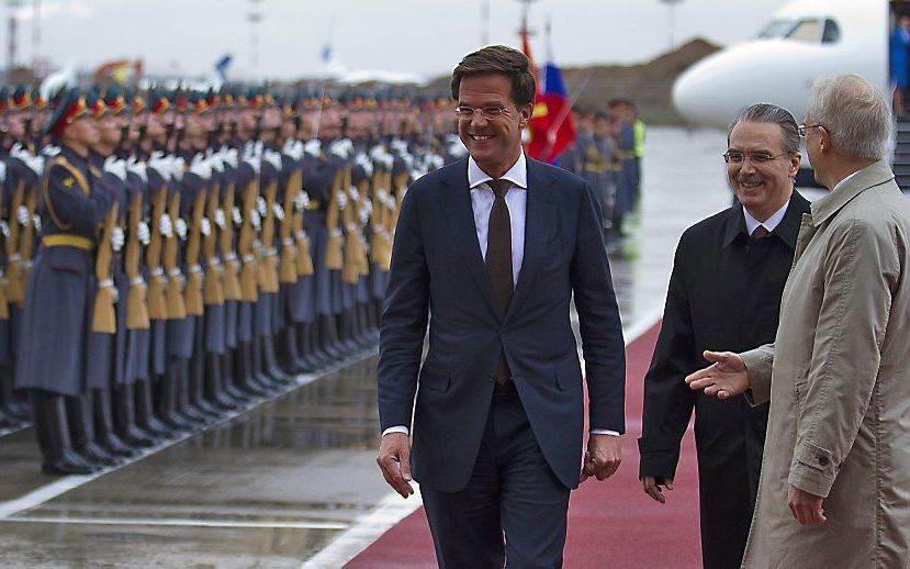 Rutte komt aan in Rusland. Foto ANP