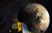 Artist's impression van New Horizons bij dwergplaneet Pluto. beeld NASA