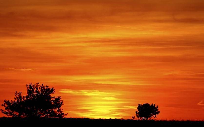 Zonsondergang Kroondomein Uddel. Foto Theo Bronkhorst