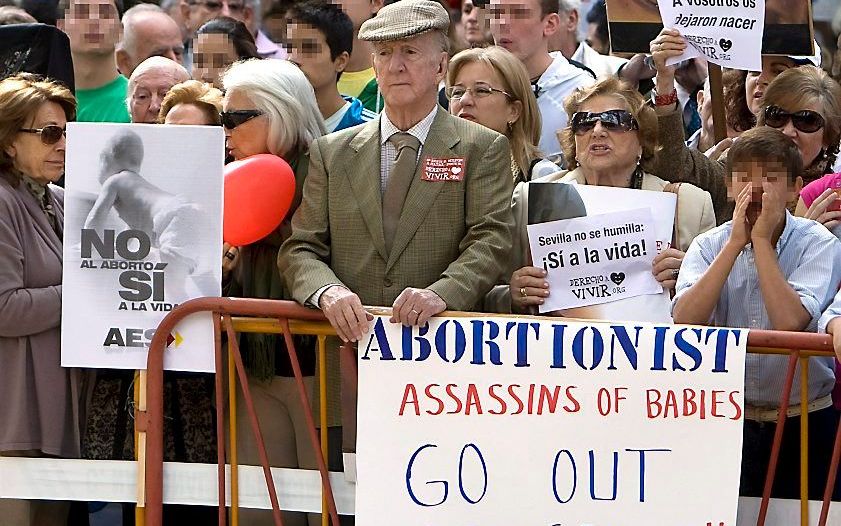 Protest tegen abortus in Spanje. Foto EPA