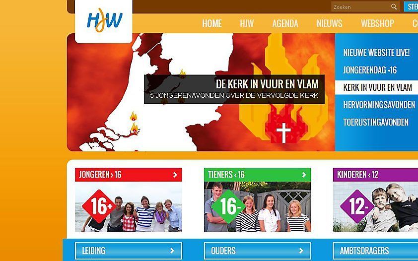 De website van het Hervormd Jeugdwerk (HJW). beeld RD