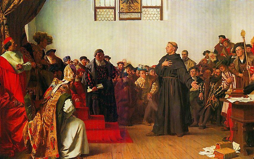 Luther op de rijksdag te Worms. beeld Wikimedia