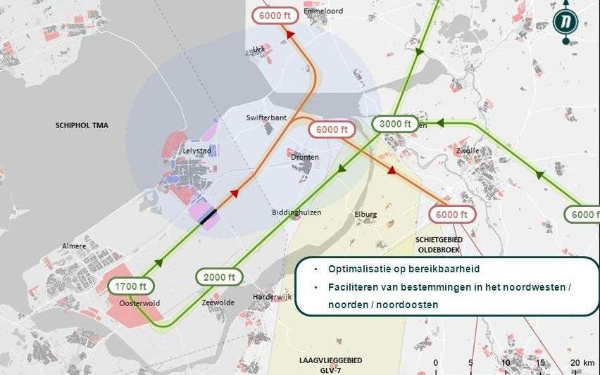 Aanvliegroutes, variant B.