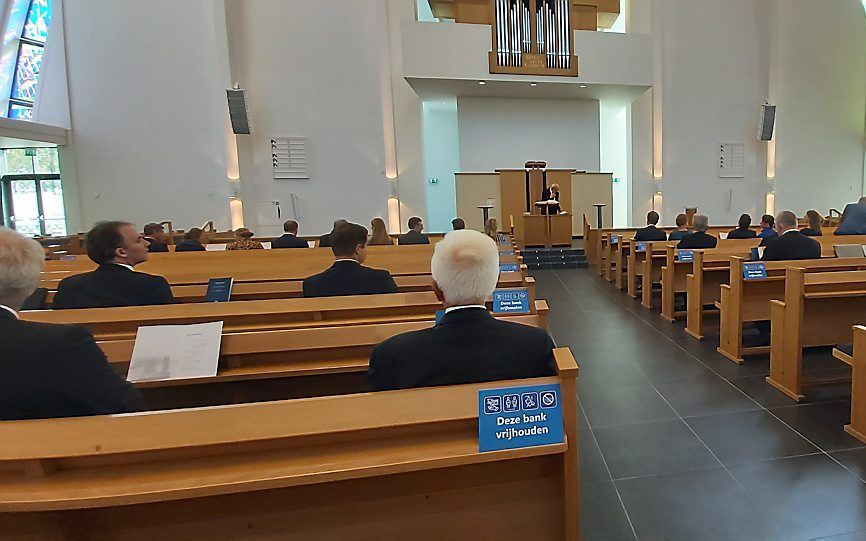 De afscheidsbijeenkomst vond plaats in het kerkgebouw van de gereformeerde gemeente te Gouda. beeld Theologische School