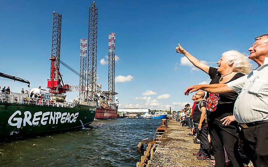 Het actieschip Arctic Sunrise van milieuorganisatie Greenpeace in 2014. beeld ANP