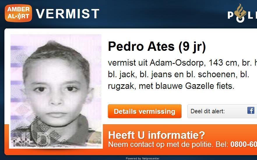 Amber Alert Vermiste Amsterdamse Jongen Pedro Ates