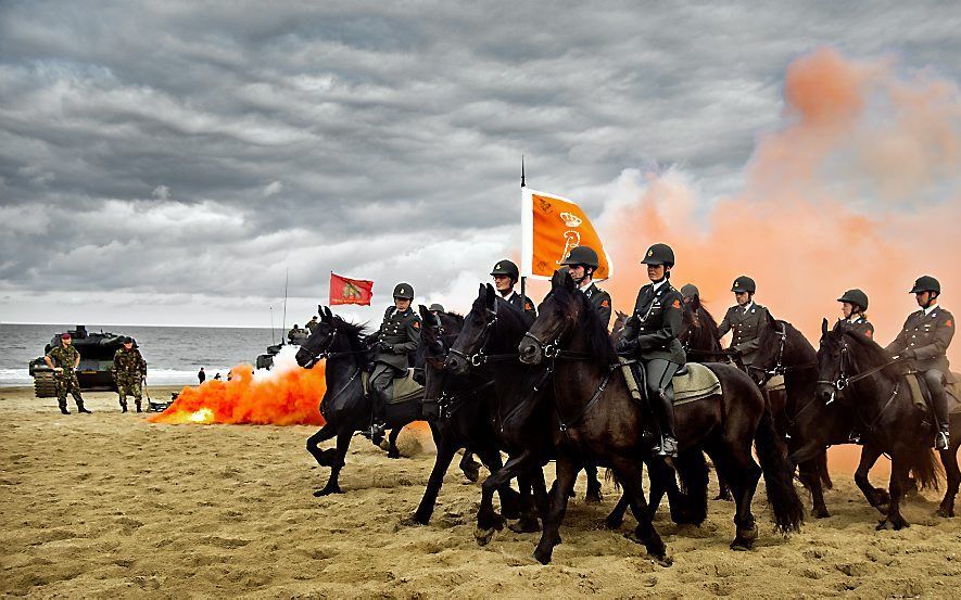 Oefening voor Prinsjesdag op het strand van Scheveningen. Foto ANP