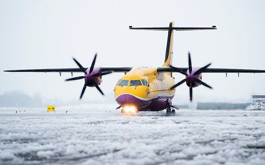 Een gipsvlucht komt aan op Rotterdam The Hague Airport. beeld ANP