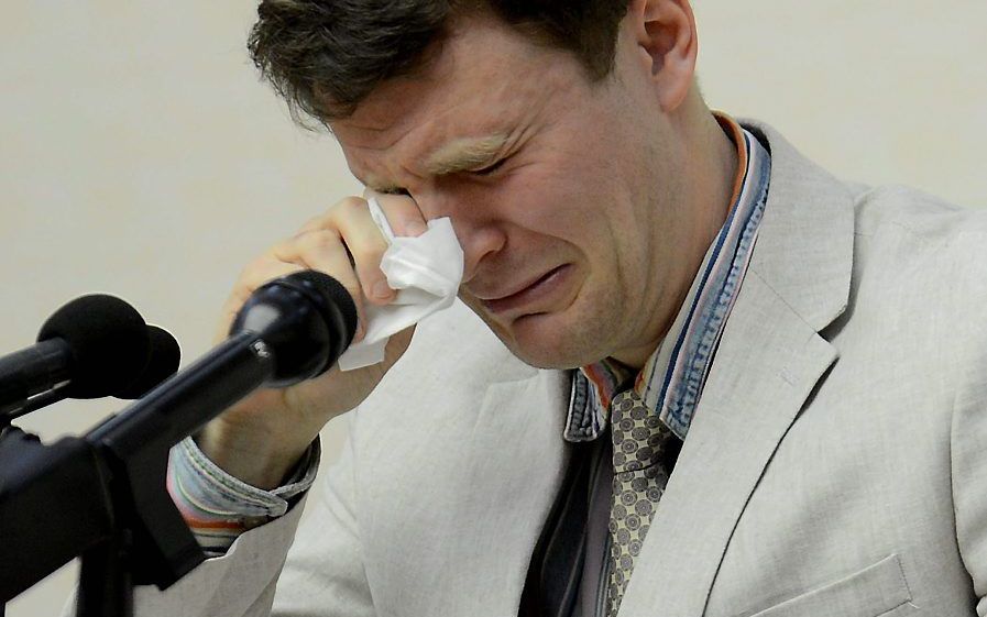 De 21-jarige Otto Warmbier werd gearresteerd toen hij het stalinistische Noord-Korea bezocht. beeld EPA