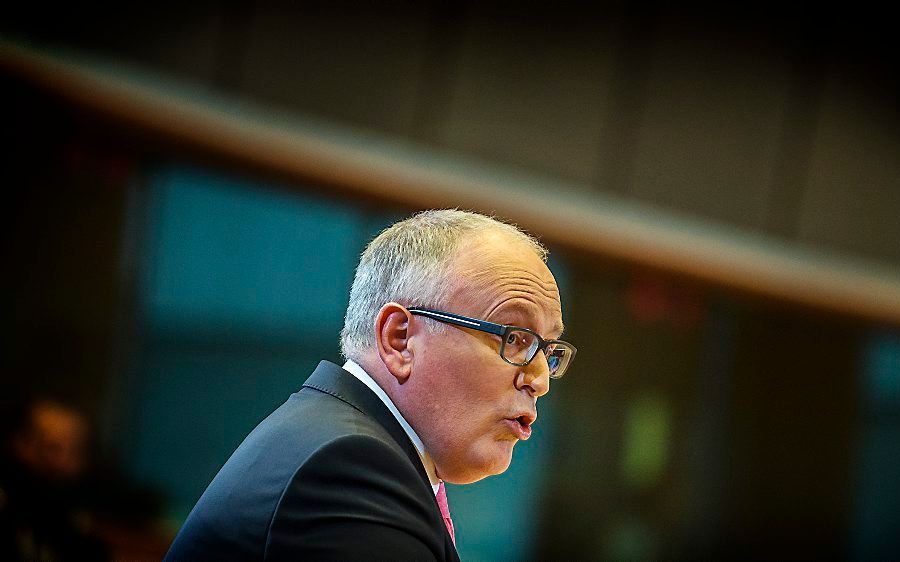 Timmermans dinsdag in het Europarlement. Beeld ANP