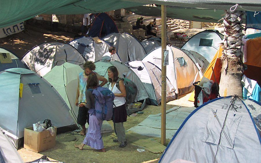 Een tentenkamp in het centrum van Jeruzalem. Foto Alfred Muller