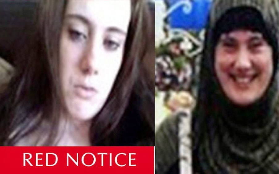 Samantha Lewthwaite op foto's die in 2013 door Interpol werden verspreid. beeld AFP