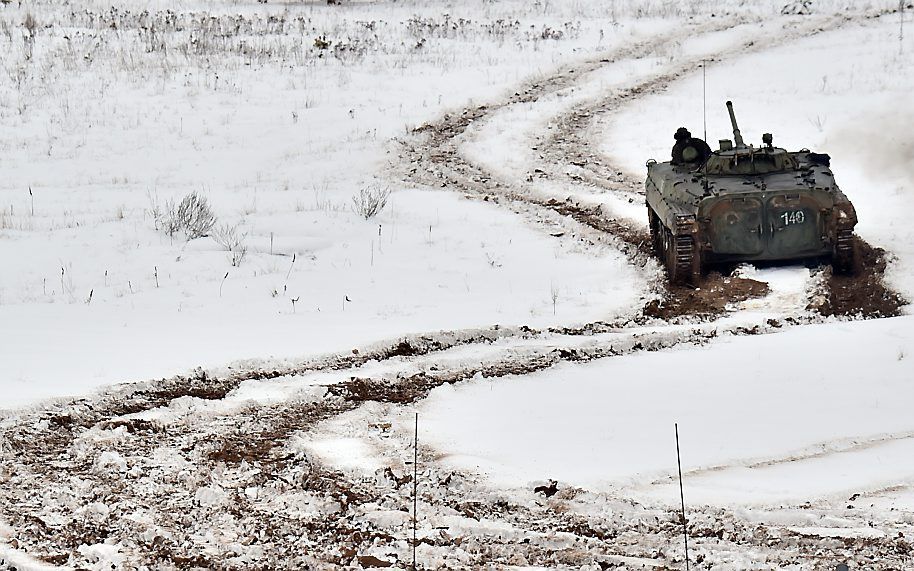 Oekrainse militairen in het oosten van het land. Beeld AFP