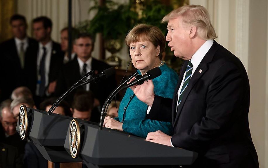 Merkel was vrijdag te gast bij Trump in Washington. beeld EPA