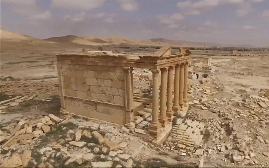 Palmyra, afgelopen weekend vastgelegd door een Russische drone. Beeld AFP