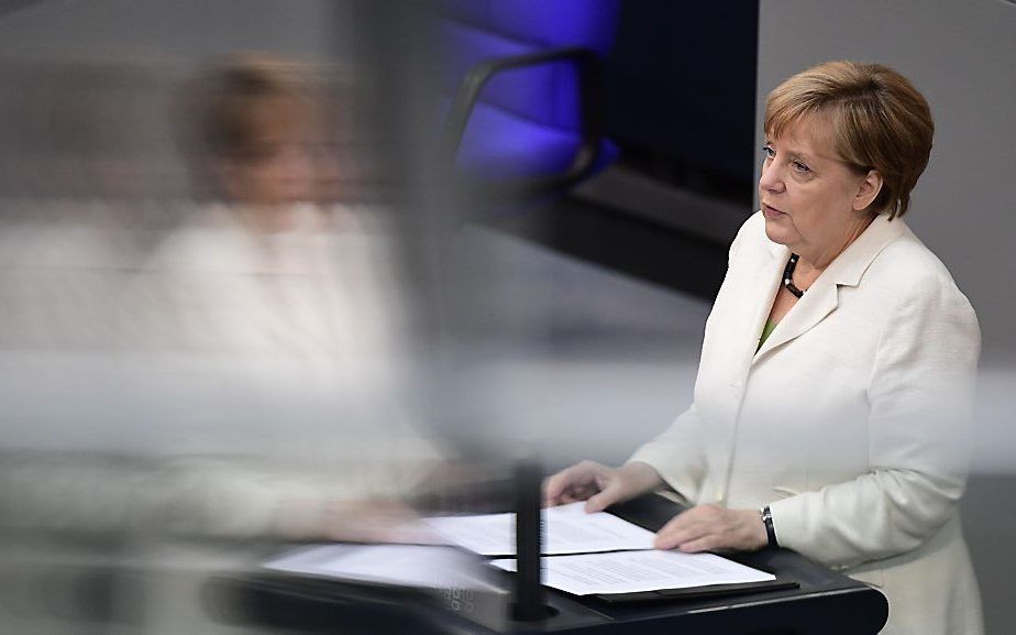 Angela Merkel in Brussel. beeld AFP