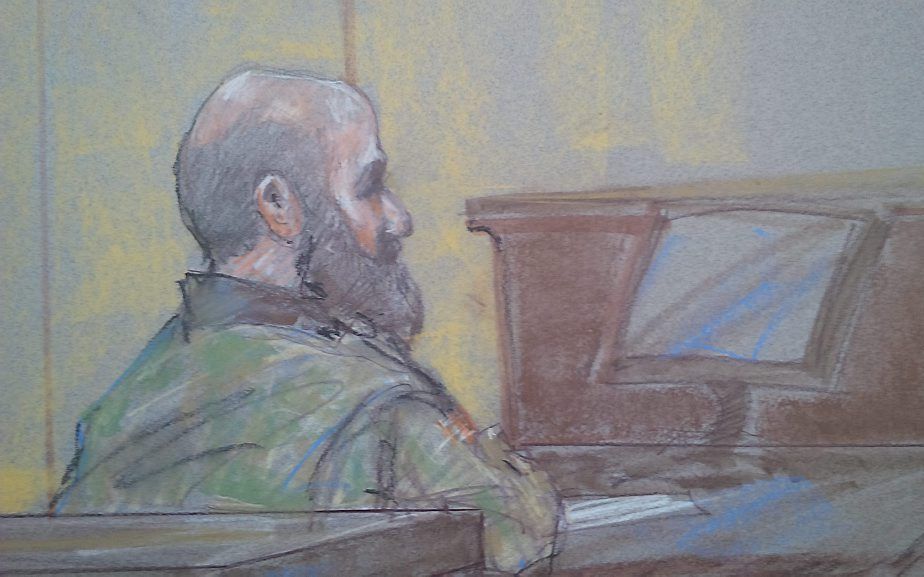 Tekening van Nidal Hasan. Beeld EPA