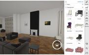 Vanuit de virtuele etalage rechts op het scherm kunnen de meubels zo de woonkamer in worden gesleept. beeld RD