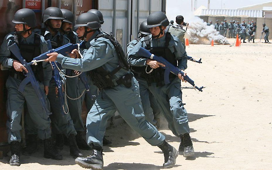 Traning van Afghaanse politieagenten. Foto EPA