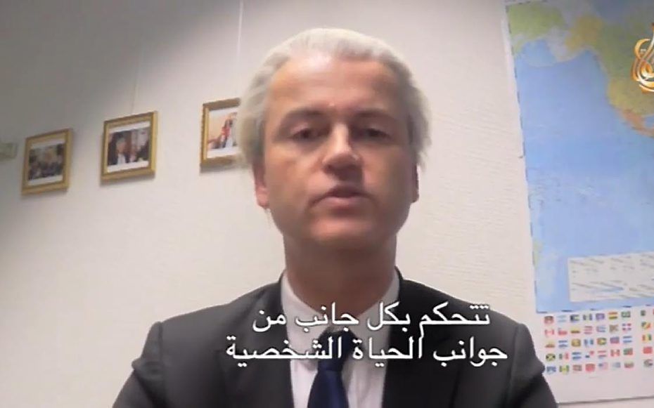 PVV-leider Geert Wilders op de christelijke Arabische satellietzender Al Hayat. beeld YouTube