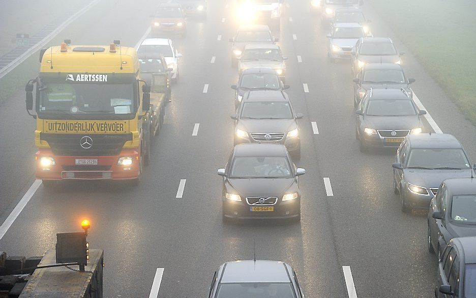 Mist op de snelweg maandagmorgen. Foto ANP