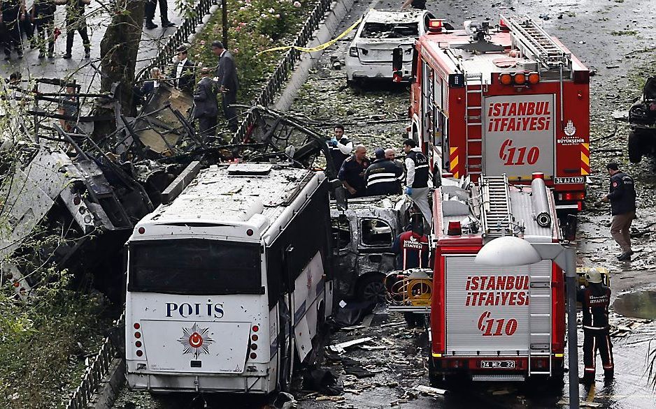 Doden bij bomaanslag in Istanbul. Beeld EPA