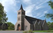 Artist's impression van het nieuwe kerkgebouw van de gereformeerde gemeente in Nederland te Leerdam. beeld Born architecten