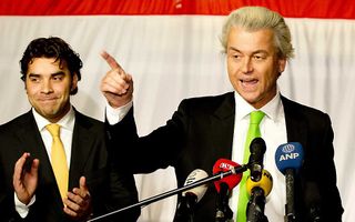 Wilders laat zijn stemmers 'Minder, minder, minder' scanderen. Foto ANP
