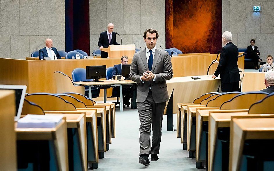 (VLNR) Minister Grapperhaus van Justitie en Veiligheid , minister Blok van Buitenlandse Zaken en  Baudet (FvD) tijdens het Tweede Kamerdebat over het kabinetsbesluit om Rusland aansprakelijk te stellen voor de MH17-ramp. beeld ANP, Bart Maat