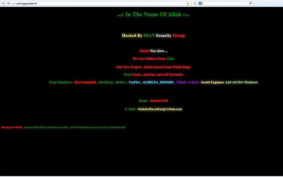 Afbeelding van de gehackte website. beeld RD