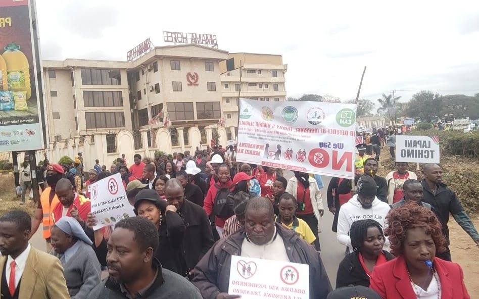 Protest tegen legalisering homorelaties Malawi. beeld RD