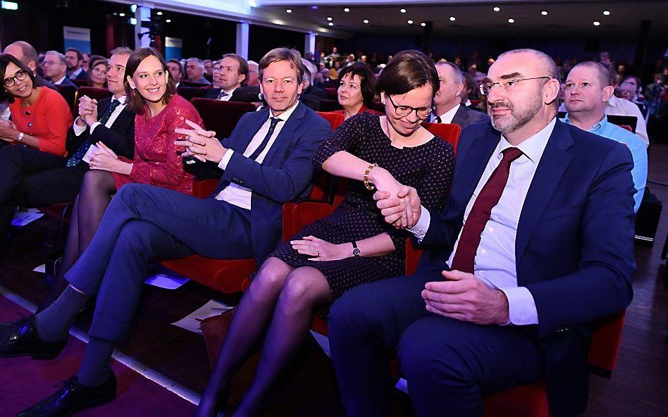 Roel Kuiper (uiterst rechts) bij het 38e partijcongres van de ChristenUnie. beeld ANP