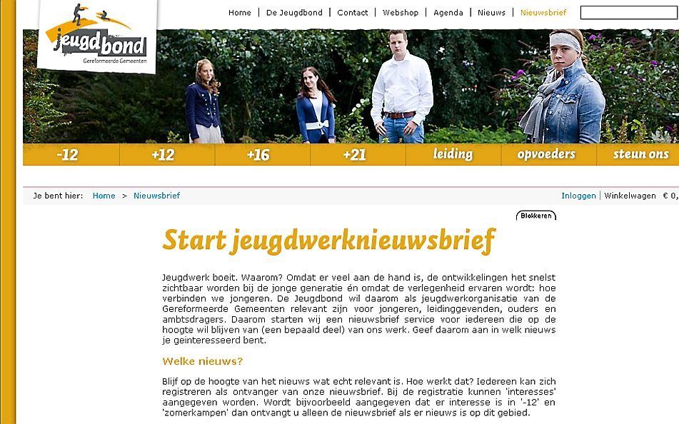 Op de website van de Jeugdbond Gereformeerde Gemeenten is het mogelijk je te abonneren op de nieuwsbrief van de organisatie.