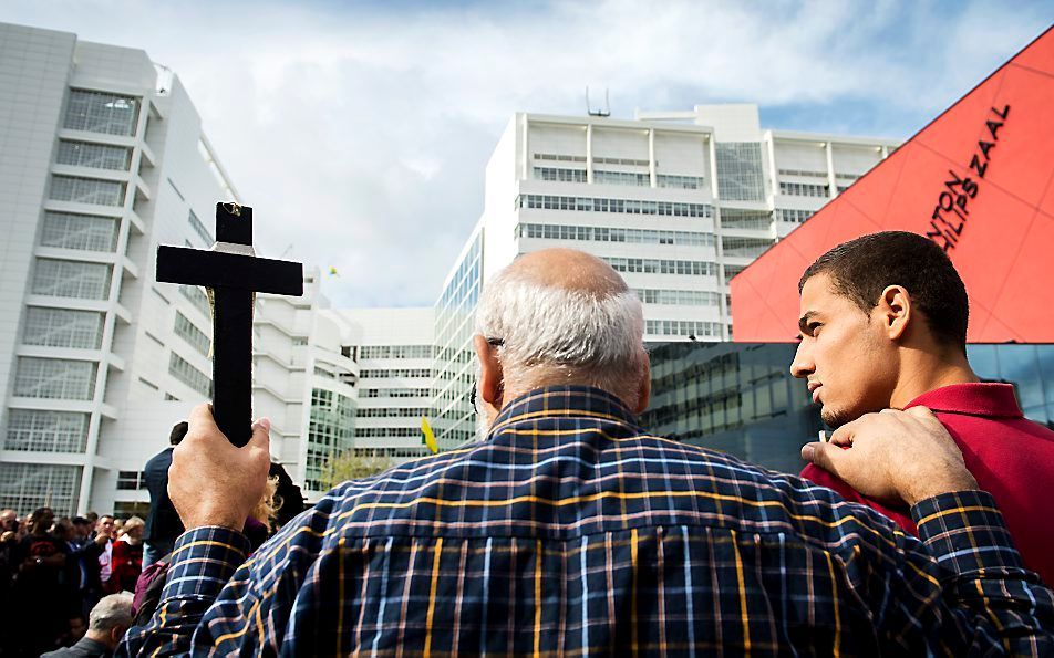 Demonstranten zaterdag tijdens protest tegen vervolging christenen. Beeld ANP