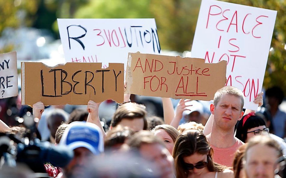 Protest in North Charleston na de dood van Walter Scott. Beeld EPA