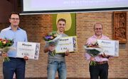 De drie winnaars van het transcriptieconcours (v.l.n.r.): Kees Alblas, Matthijs Visscher en Adrie van Manen. beeld Gerco Schaap
