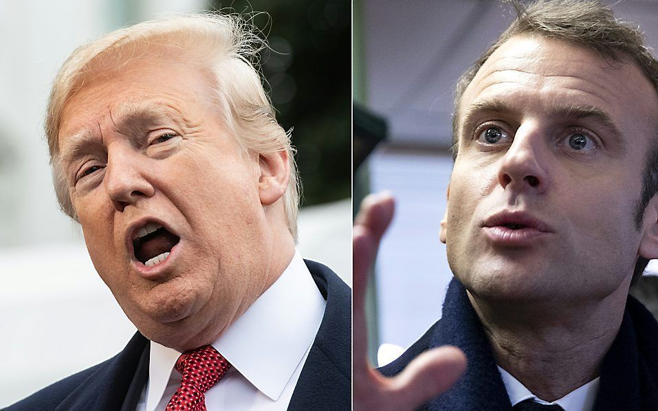 Trump (l.) en Macron. beeld AFP