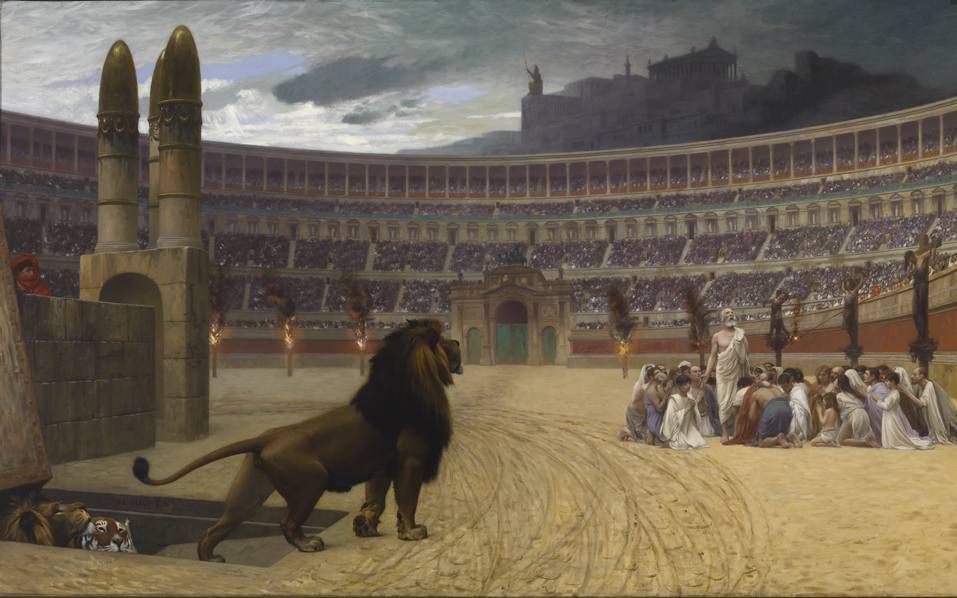 In de Romeinse arena’s werden ook vrouwen voor de leeuwen gegooid. beeld RD