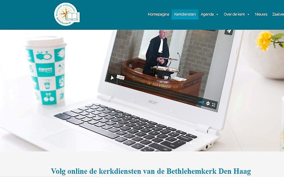 Onlinekerkdienst. beeld RD