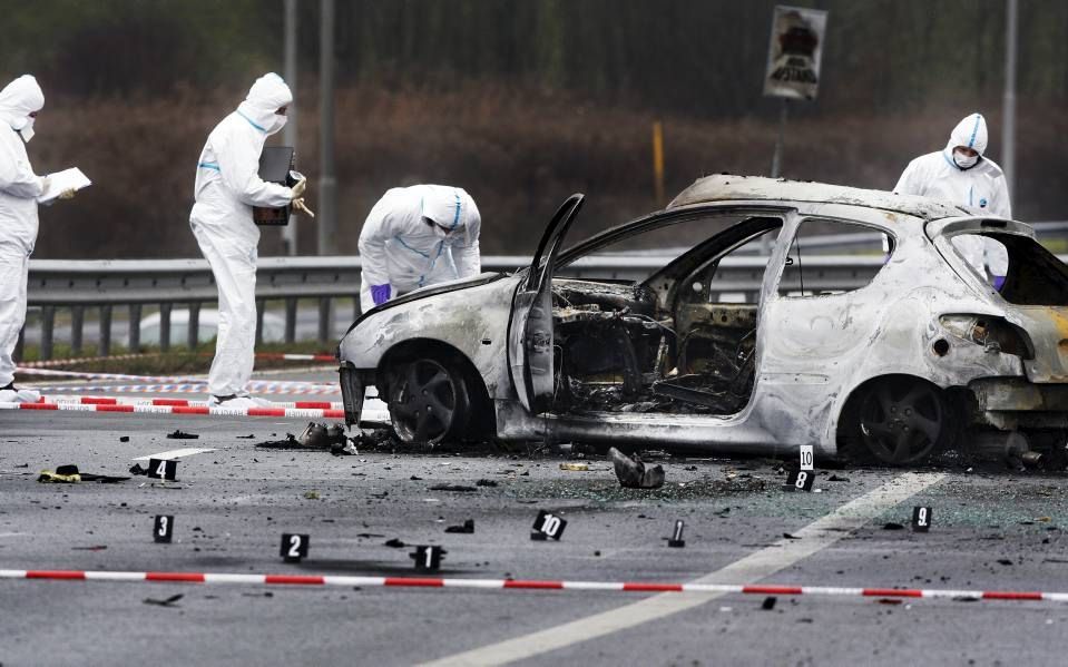 Onderzoek naar geëxplodeerde auto. Foto ANP