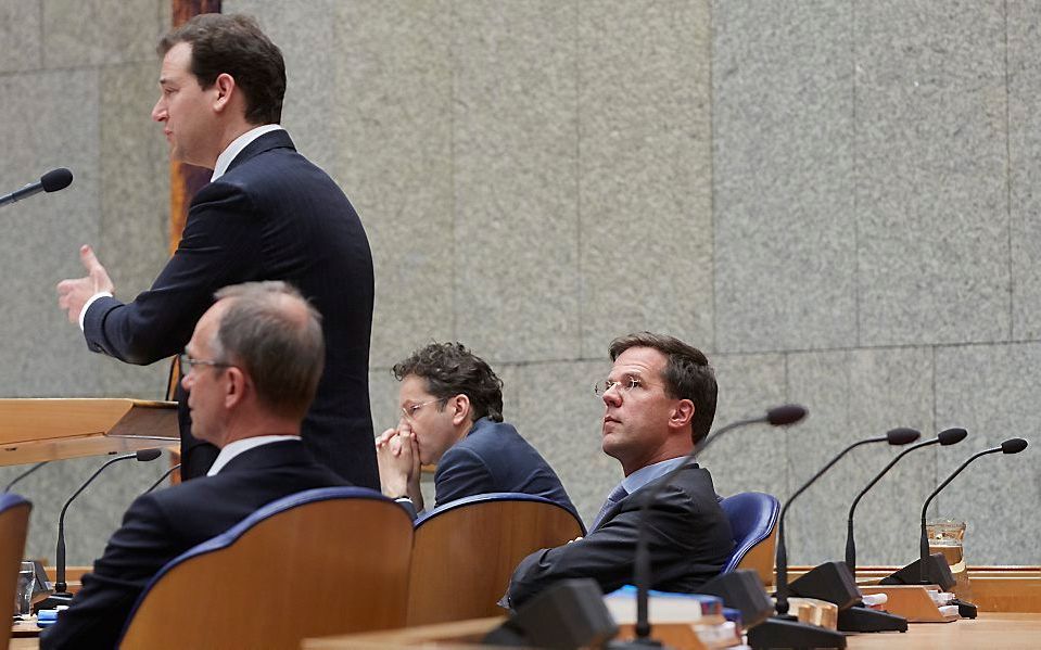 (V.l.n.r) Kamp, Asscher, Dijsselbloem en Rutte. Foto ANP