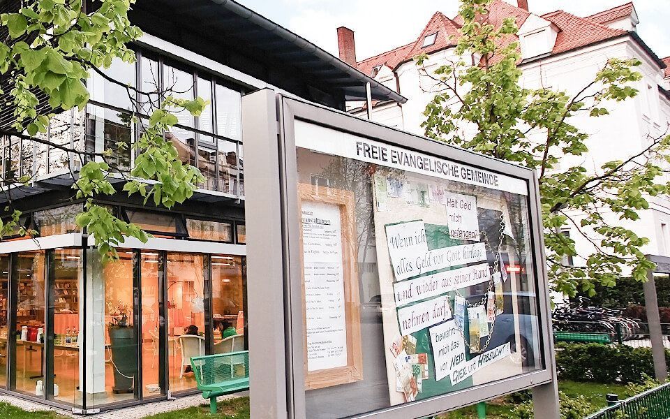 Het gebouw van de Freie Evangelische Gemeinde in München-centrum. beeld feg-mm.de