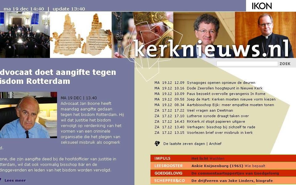 Screenshot van Kerknieuws.nl. Foto RD